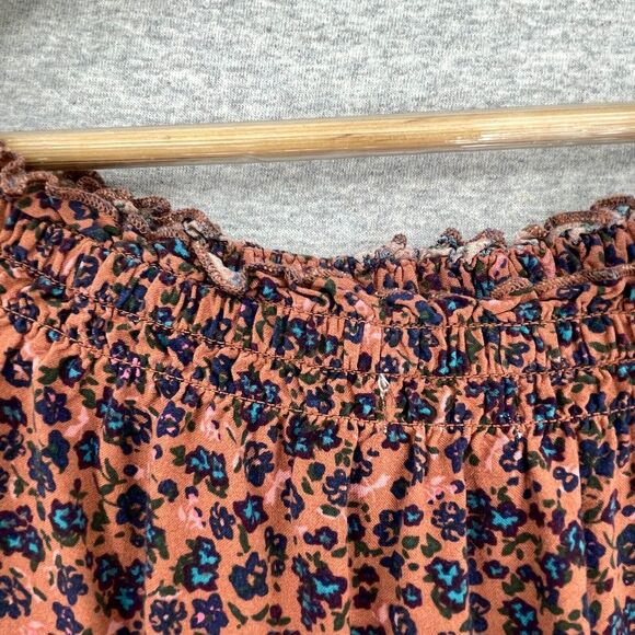 Aeropostale Blouse Womens Small Floral Off Shoulder Cropped Boho Peasant Gypsy - Picture 8 of 11